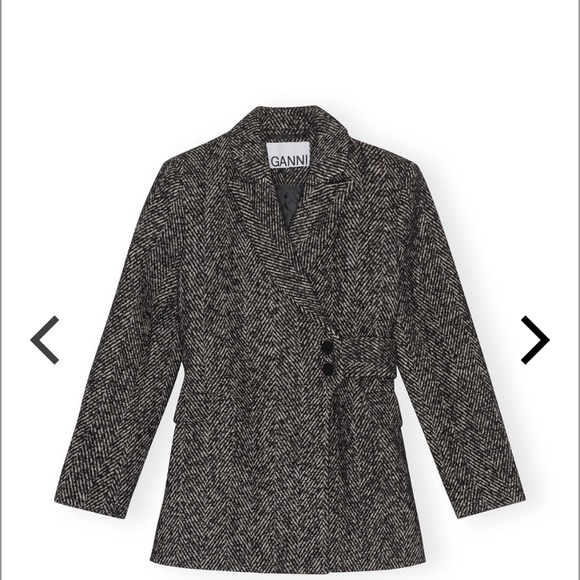 Ganni Jackets & Blazers - NEW/Tag On - Ganni Herringbone Wool Belt Blazer